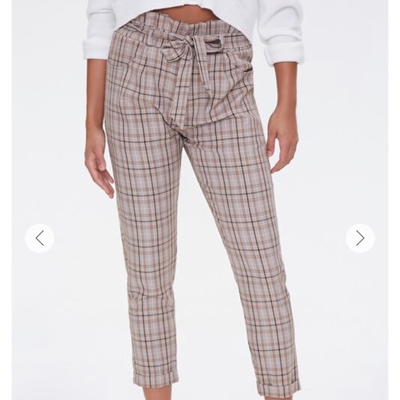 Forever 21 Plaid Paperbag pants Sz S New Cute - Picture 3 of 5